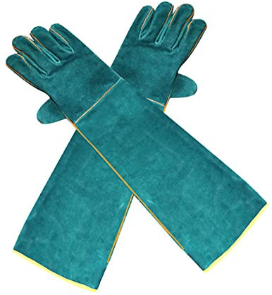 YIWEOG Handschuhe Anti-Biss-Sicherheitshandschuhe Ultralanges Leder Grün Pets Grip Beißende Schutzhandschuhe für Fanghund Katze Reptilien Tier