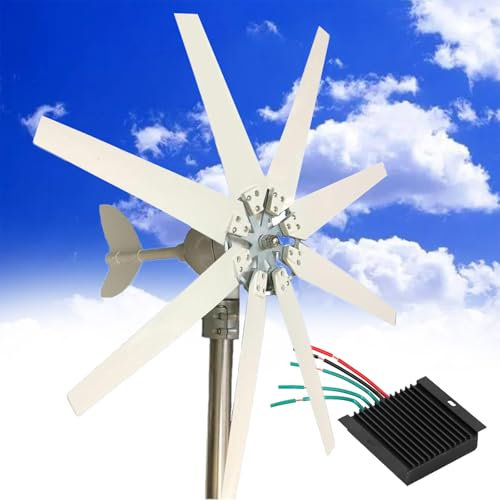 ZEEKYFOR Aerogenerador con Controlador, Generador Eólico de 12000W para RV, Aerogenerador Doméstico de 12V, 24V y 48V, Generador de Molino de Viento de Levitación Magnética de 8 Aspas,24V
