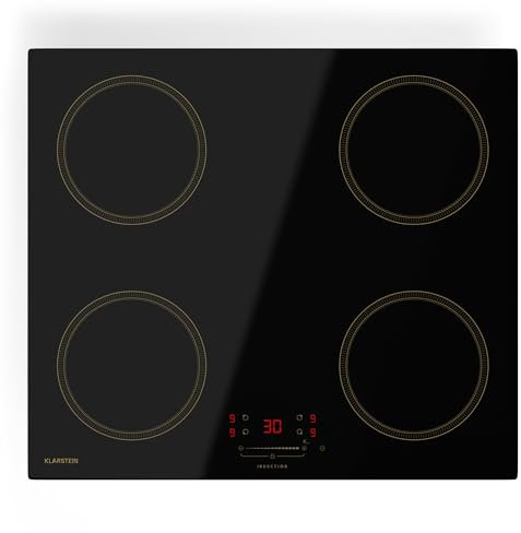 Klarstein Victoria Induktionskochfeld – 4-Zonen-Einbau-Induktionskochfeld, 7.000 W Mit Boostern, Schieberegler Und Timer, Kindersicherung, Schwarz, 59-cm-Design