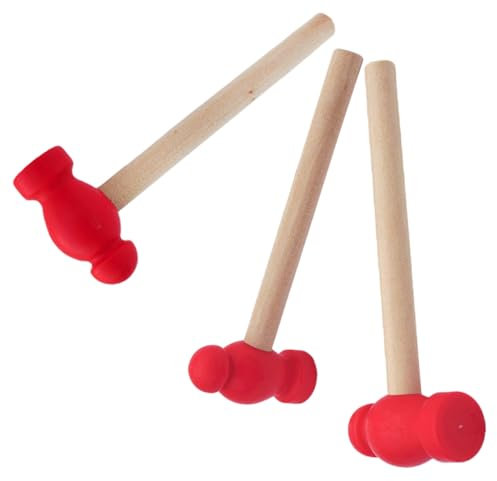 JOINPAYA 3pcs Boy Girl Wooden Hammer Toy Safe Fun Plaything for Toddlers for Dollhouses Pretend Play Flexibility Grasping Skills for Boys Girls