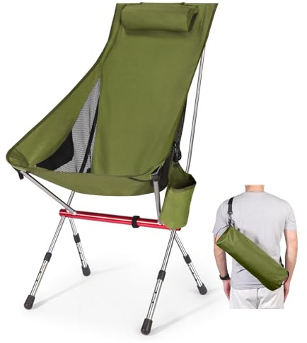 OKYUK Silla Plegable de Camping 2025 – Silla de Exterior Ajustable en 3 Alturas (96/98/100 cm), Portátil y Fácil Montaje, para Acampada, Playa, Fiestas – Soporta 150 kg, Ligera (Verde)