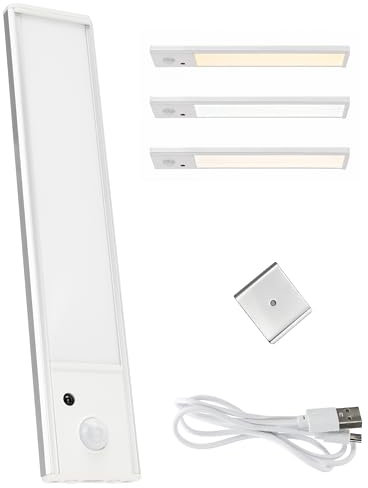 LA SUITE 08 STORE Luce Led Armadio, Luce Armadio Led Con Sensore Di Movimento Completa Di Piastrine Magnetiche E Biadesivo Per Fissaggio Senza Forare, Cavo Di Ricarica Usb-c Incluso