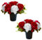 Caliko 2x Premium silk flowers for graves | Grave Flower Pots | Red & Ivory Artificial Flowers for Graves in Pots | Perfect for Cemetery Decor, Christmas Tributes & Memorial Elegance.