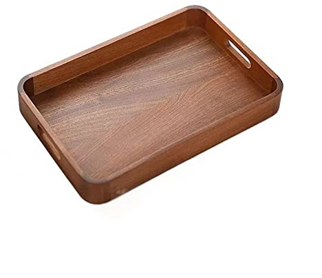 Plato Bandeja de Madera Rectangular de Estilo Vintage, Bandeja de Almacenamiento for Aperitivos y Frutas, Bandeja de Servicio de Cocina Decorativo(Pequeño)
