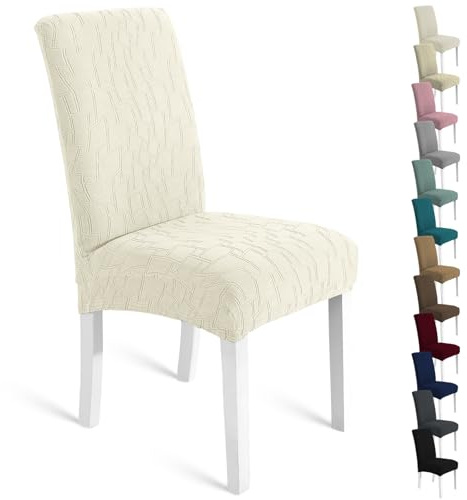 Ystyle Fundas Sillas de Comedor Pack 4 Extensible, Fundas Sillas Elástico Universal Ajustables, Súper Suave Cómodo Antiarañazos para Banquetes Hogar Restaurante Hotel, Beige