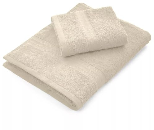 Bassetti Dream - Set Badetücher Gesicht und Bidet Paar Badetücher mit Gästehandtuch 430 g/m² | 60x110 cm + 40x60 cm | Beige