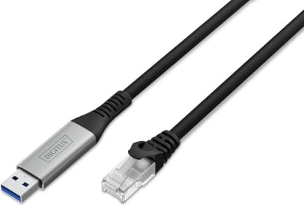 DIGITUS Cavo di Rete USB – Tipo-A a RJ45 – USB-A 3.2 Gen1 – 1 Gbit/s – 10 m – LSZH – Cat 6A S/FTP – AWG 26 – Plug & Play – Nero