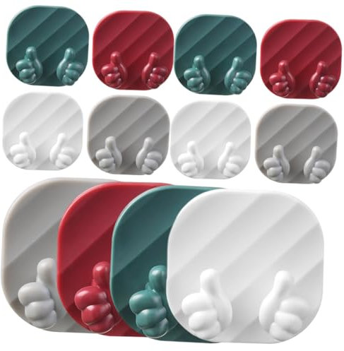 STOBOK 12pcs Wall Adhesive Hook Storage Rack for Power Plug Holders Thumb Hook for Cord Organizer for Appliance Use in Kitchen Bathroom