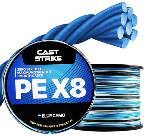 CASTSTRIKE Braided Fishing Line Zero Stretch Smooth Casting High Strength and Abrasion Resistant Super Braid for Saltwater Freshwater Bass Catfish Trout Carp Fishing 100 Percent PE x8 Strand