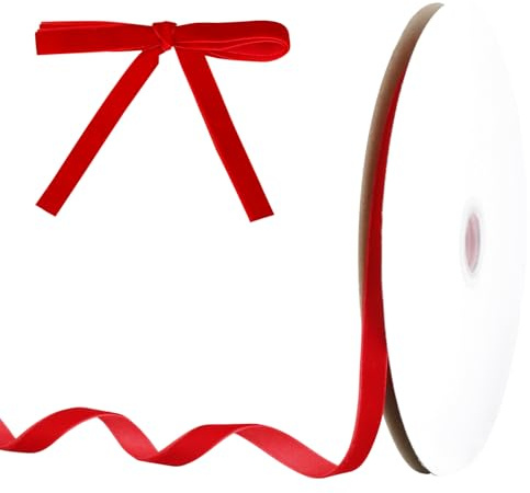 Samtband Rot,1cm X 23m Geschenkband Rot,Schleifenband,Geschenkband Weihnachten,Geschenkbänder Für Geschenkverpackung Weihnachtsdeko