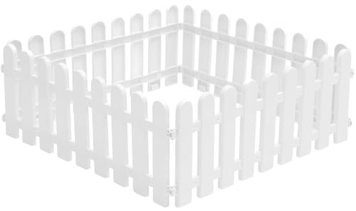 STAHAD Clôture Blanche en Plastique 4 Pièces pour Bordures de Jardin et Pelouse, Clôture Décorative Extérieure Adaptée pour Espaces Verts et Parterres