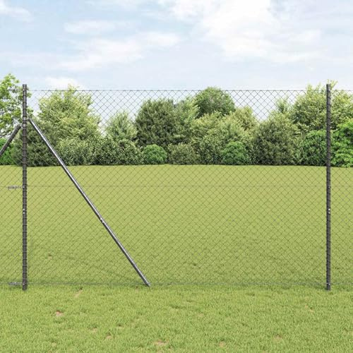 Nqyjm Clôture de Extérieur Décorative Clôture en Treillis Métallique Gris 10 x 1.6 m Acier, Barrière Animale Grillage Cloture Volaille pour Jardin, Cour, Terrasse