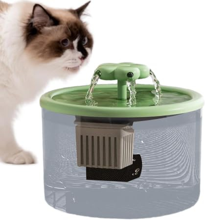 Fontana per Gatti - Dispensador Acqua Animali | Cascata Di Fiori, Con Finestre Prospettiche, Automatico Gatto Acciaio Con Pompa Ultra Silenziosa, Ultra Silenziosa,Finestra LED, Di F