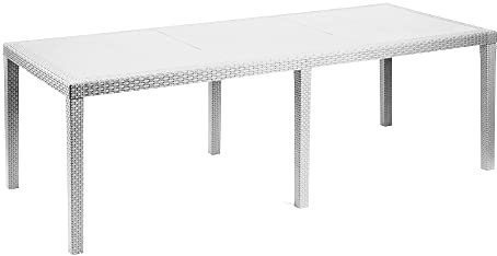 Rechteckiger ausziehbarer Gartentisch, Made in Italy, Farbe Weiß, Maße 150 x 72 x 90 cm (ausziehbar bis 220 cm)