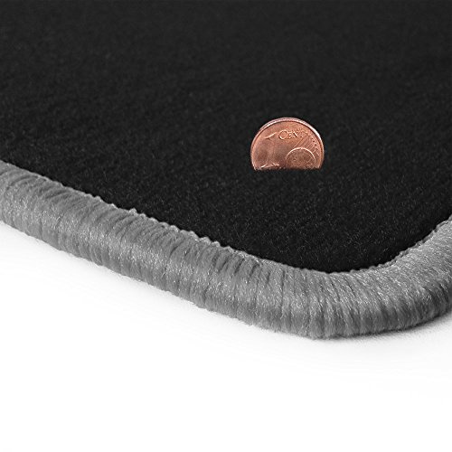 Schwarze Velours Fußmatten in Top-Qualität, Randfarbe Silbergrau OFM-Q300_R502_00315