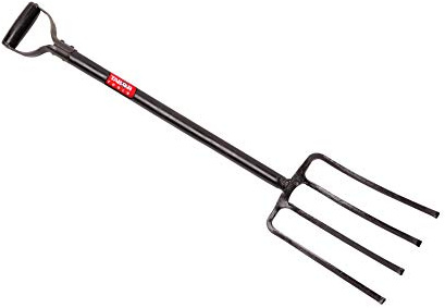 TABOR TOOLS Digging Fork, Steel Shaft, Super Heavy Duty 4 Tine Spading Fork, Virtually Unbreakable Garden Fork, 40 Inch Length. J59A.