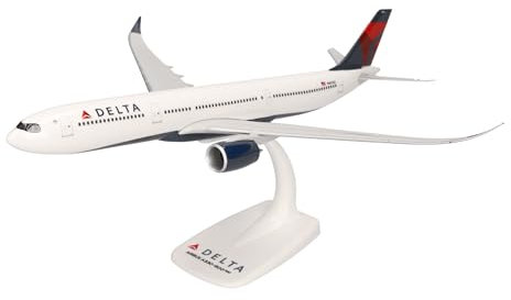 herpa Snap-fit airplane model Delta Air Lines Airbus A330-900 neoon scale of 1:200, plastic miniature with pedastal, model building, collectors edition