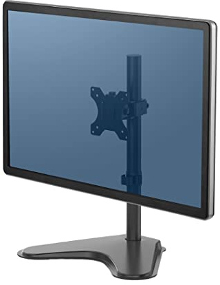 Fellowes Enkel monitorarm – Seasa Fristående monitorfäste för 8 kg 32 tums skärmar – ergonomisk justerbar skärmarm – lutning 45° panna 120° rotation 360°, VESA 75 x 75/100 x 100 – svart