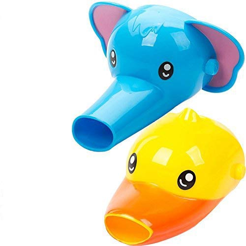 AOI Wasserhahn Erweiterung für Kinder - Set mit 2 Tieren Wasserhahn Erweiterung für Waschbecken Wasserhähne - Handwäsche für Babys, Kleinkinder & Kinder Lustiger Wasserhahn (Elefant und Ente)
