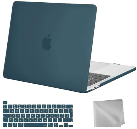 MOSISO Kompatibel mit MacBook Pro 13 Zoll Hülle M2 M1 2026 2025 2024-2016 | Hartschale für MacBook Pro 13 Hülle A2338 A2289 A2251 A2159 A1989 A1706 A1708&Tastaturschutz&Tuch Wische, Deep Teal
