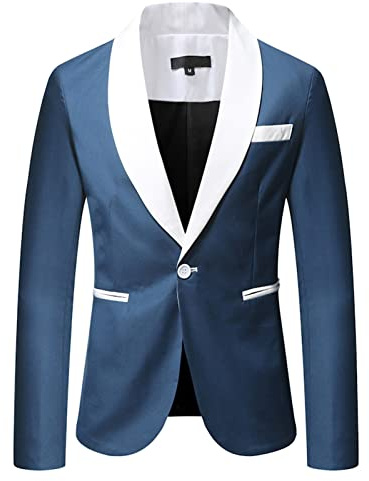 Yowablo Blazer Klassischer Herren Anzugjacke Baukasten Herren Slim Fit Anzugjacke EIN Knopf Sakko für Business (M,Marine)