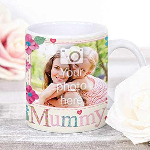 Thoughtful Gifts Personalised Mummy Photo Mug – Add Your Picture – Custom Floral Coffee Cup Gift for Mum, Mother’s Day, Birthday or Christmas