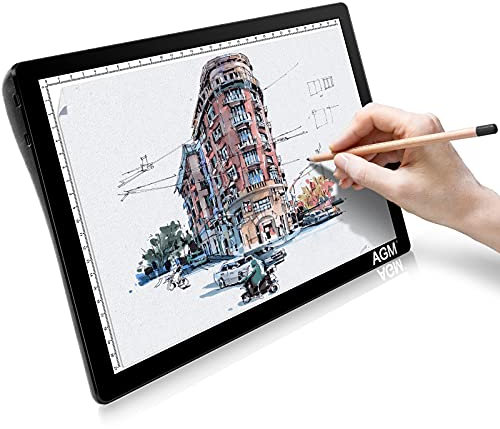 A4 Leuchttablett, Wiederaufladbare tragbare Lichtplatine, Ultra-Slim Taktile Steuerung und Einstellbare Helligkeit mit USB-Kabel für Zeichnung Skizze Tablett Architektur Kalligraphie