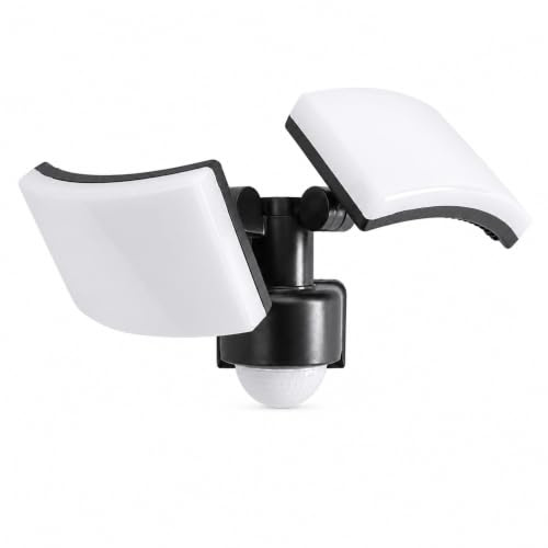 Maxkomfort LED Außenwandleuchte mit Bewegungsmelder Fluter Schwarz Schwenkbar | 40W Neutralweiß 4000K IP65 3200lm | Eckmontage | Steuerung bis 500W | SUN3200