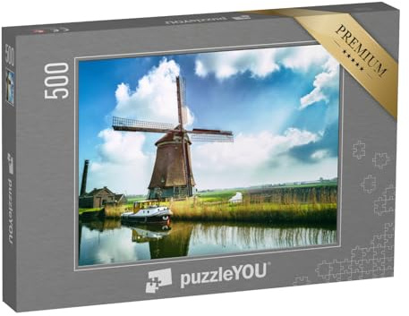 puzzleYOU: Puzzle 500 Teile „Traditionelle holländische Windmühle, Niederlande“ – aus der Puzzle-Kollektion Holland