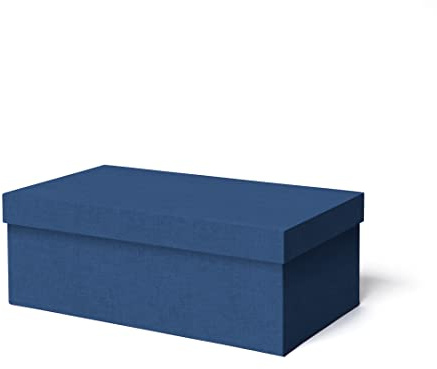 ilo – Boîte de Rangement avec Couvercle cm 45x25 H.16 - Caisse de Rangement pour Vêtements, Jouets, Livres et Bureau - Rêvetement en Tissu Technique Bleu - Recyclable et Produit en Italie