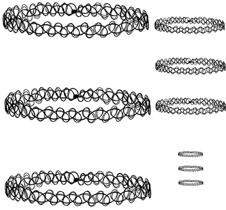 Tattoo-Halsband, elastisches Armband + Ring, Henna-Tattoo, Halsreif, elastisch, elastisch, für Damen und Mädchen, Lack, Kein edelstein
