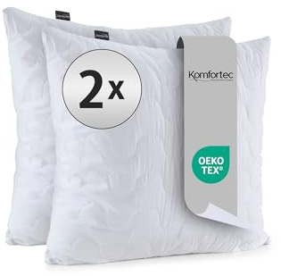 Komfortec Set di 2 federe 45 x 45 cm, regolabili in altezza, cuscini decorativi, certificati Oeko-TEX, adatti a persone allergiche