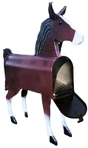 VENTDOUCE Boîte aux lettres moderne – Boîte aux lettres en cheval à l'extérieur, boîte aux lettres unique | Boîte aux lettres en fer pour maison, boîtes aux lettres résidentielles fantaisie
