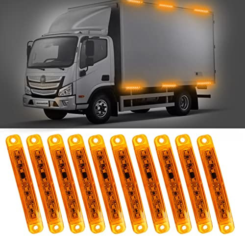 UPXSXT 10 pezzi luce stroboscopica ambrata del rimorchio, 8 LED 12-24V LED Indicatori Laterali Luci per camper, pick-up, trattore, camion, SUV, barca