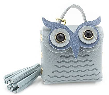 Zoomers Schlüsselanhänger eule. Schlüsselanhänger mit Mini Tasche für Ohrhörer/Münzen. Eulen Schlüsselanhänger in PU als Taschenanhänger. Schlüsselanhänger Lustig für Frauen Mädchen