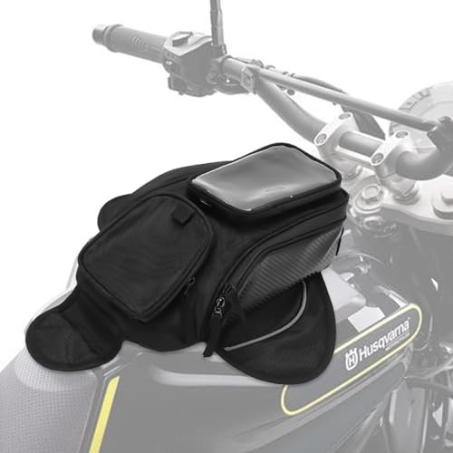 Motorrad Tankrucksack, Universal Motorrad Tank Dekorativer Rucksack Schwarz Wasserdicht Oxford Stoff Fahrrad Rucksack Magnet Navigation Satteltasche Reiten Handyhalter Tasche mit Transparent Fenster
