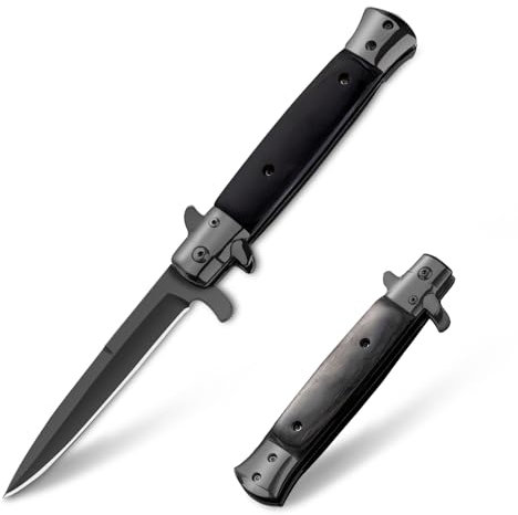 eiloszf Klappmesser Einhandmesser Scharfes Taschenmesser, Jagdmesser Outdoor Survival Messer (Schwarz)