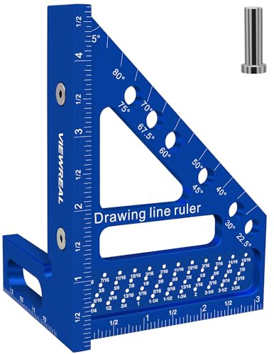3D Multi-Angle Aluminum Alloy Woodworking Square Ruler, 22.5-90 Degree Protractor, High Precision Miter Triangle Ruler for Engineers, Carpenters, and Craftsmen