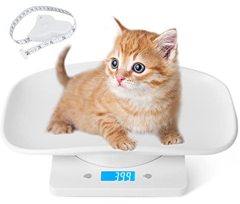 Digital Pet Scales with 1.5m Tape Measure, 15kg Small Weight Scale, LCD Electronic Scale for Precise Measurement of Baby, Food Scale for Kitchen, Ideal for Pet Owner