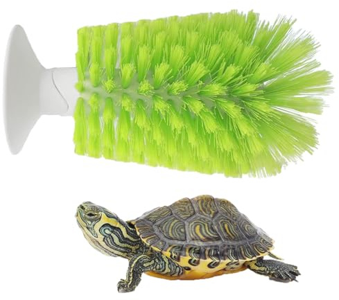 Honeypomelo Turtle Scrub Brush, Turtle Scratches Back Brush Turtle Shell Cleaning Brush Red Eared Slider Turtle Peeling Brush Tank Suction Cup Brush for Remove Turtle Shell Scutes (Green)