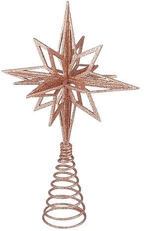 Zerodeko Puntale Per Albero Con Stella Di Natale In Metallo Stella Glitterata 3D Cima Dell'albero Di Natale Decorazioni Per Feste Capodanno Decorazioni Feste In Oro Rosa