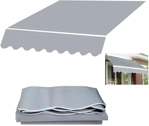 Tessuto di Ricambio per Tenda da Sole da Giardino con Retrattile Manuale con Mantovana Resistente All'acqua UV Sostituzione Della Protezione Solare Telo Parasole ,senza Corni(Size:3x2m,Color:Grigio)