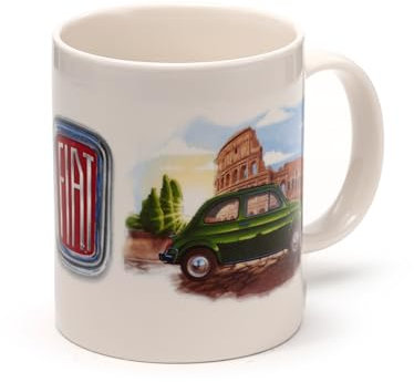Puckator Tazza in Porcellana Fiat 500 - La Dolce Vita e Riviera - Per Colazione e The