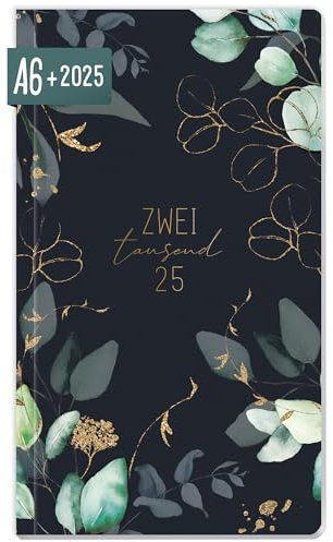 Häfft® Monatskalender 2025 A6+ Slim Mondscheinblüte 1 Monat auf 2 Seiten, Monatsplaner klein, Taschenkalender mit Jahres- & Ferienübersicht - nachhaltig & klimafreundlich