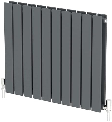Radiant Living Anthracite Horizontal Radiator 600 x 760mm – Double Flat Panel Designer Radiator, High Efficiency Modern Steel Heating for Living Room & Bathroom