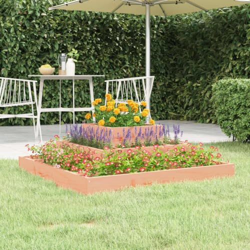 Jardinière surélevée pour balcon, serre, balcon, parterre de fleurs, bac à plantes, en bois massif Douglas, 80 x 80 x 27 cm, pour jardins, terrasses, pelouses