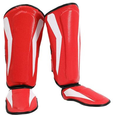 Amagogo Schienbeinschoner für Muay Thai, Kickboxen, Beinschützer, Schienbeinschutz für Kinder, Schienbein- und Spannpolster für Kampfsport, Muay Thai, Sanda, Rot