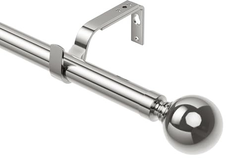 Extendable Curtain Rods 76-350cm, Dia 25mm Splicing Adjustable Curtain Pole with 60mm Metal Ball Finials for eyelet curtains, Heavy Duty Drapery Rods for Bedroom, Living room, Office