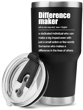 Panvola Difference Maker Definition Tumbler Inspirational Gifts for Women Men Retirement Gifts Coworker Leader Teacher Vacuum Insulated Travel Mug with Straw (Black, 30 Ounces)