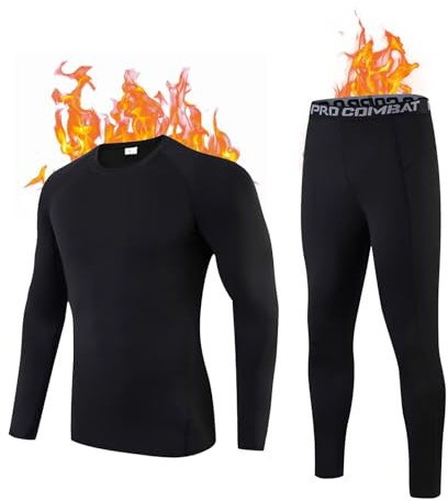 Adixun Kids Boys Base Layers Sets Football Rugby Skin Children Thermal Sets Warm Fleece Baselayers Sport Athletic(12-13 Years,Black)